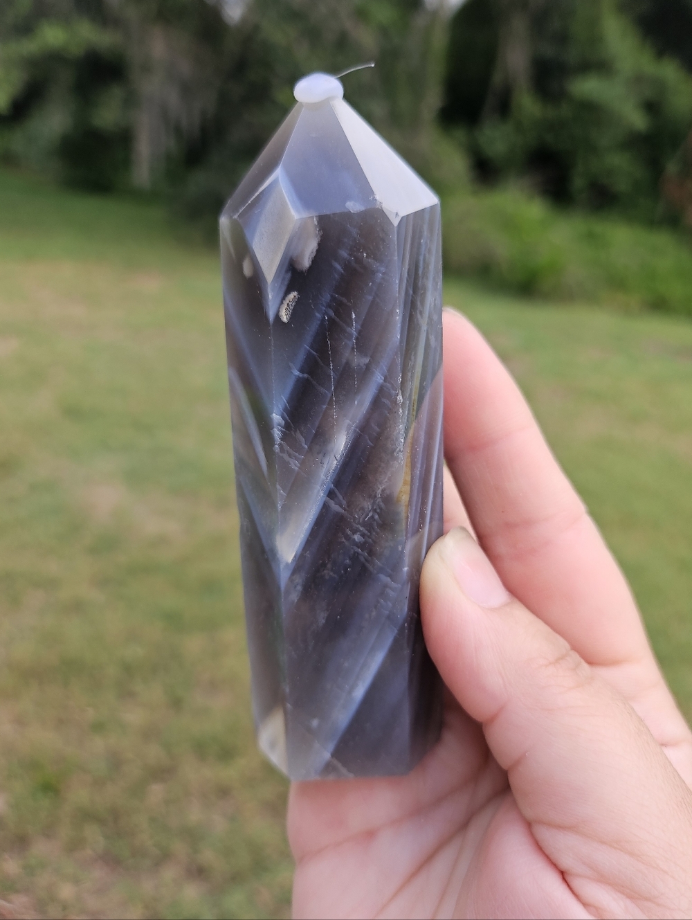 Blue Banding Agate Tower 4 In